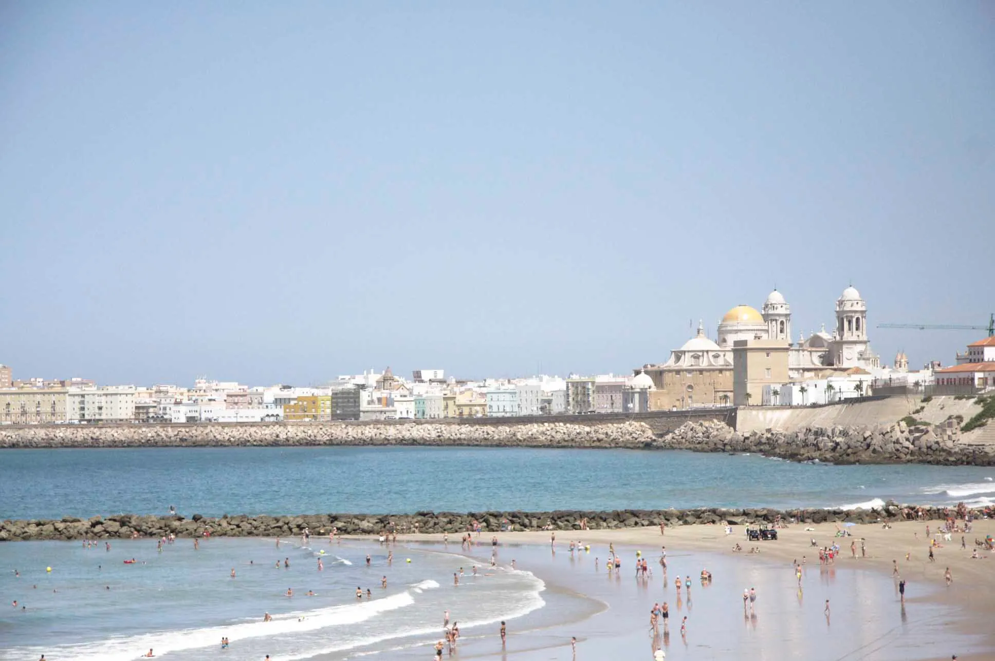 View of Cádiz and its Cathedral from the sea